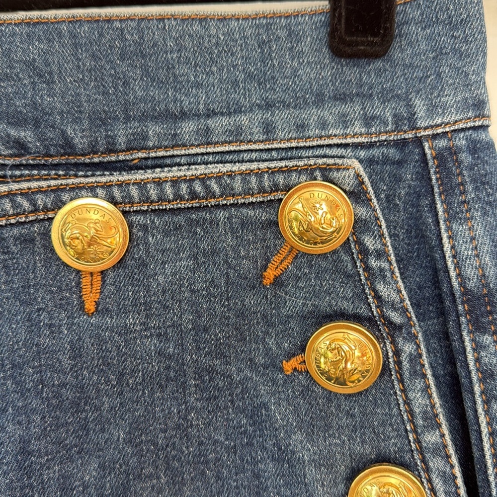 Dundas Button-Detailed High-Rise Flared Jeans Size 42 - Picture 4 of 12